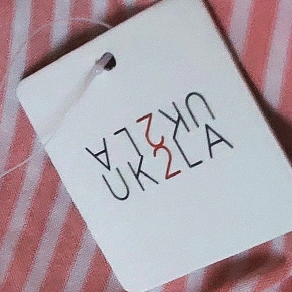 UK2LA Petite V-Neck Pink and White Wrapped Striped Crop Top Size S - Picture 9 of 12